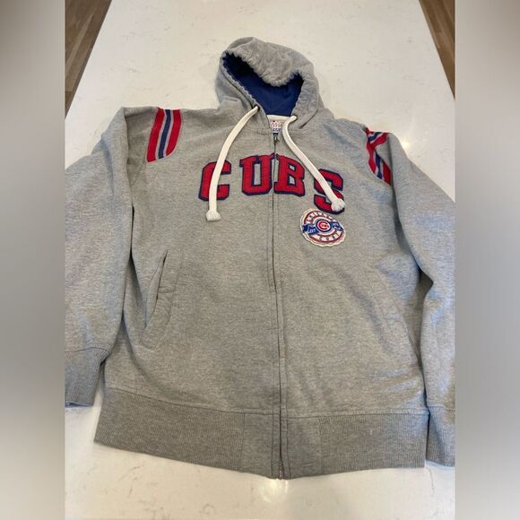 Vintage Chicago Clubs Grey Zip Up Embroidered Fleece Hoodie XL - Picture 2 of 8